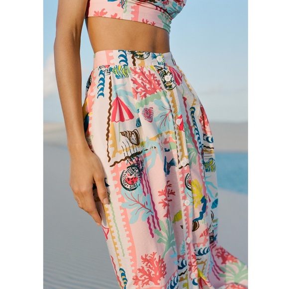 Zara 2-piece PATCHWORK PRINT TOP and PATCHWORK PRINTED CAPE SKIRT - Picture 5 of 11